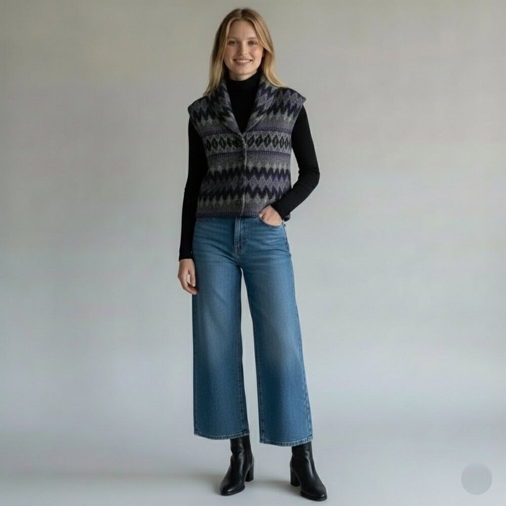 Ralph Lauren Lambswool Sweater Vest Shawl Collar Aztec Western Navajo Women’s M